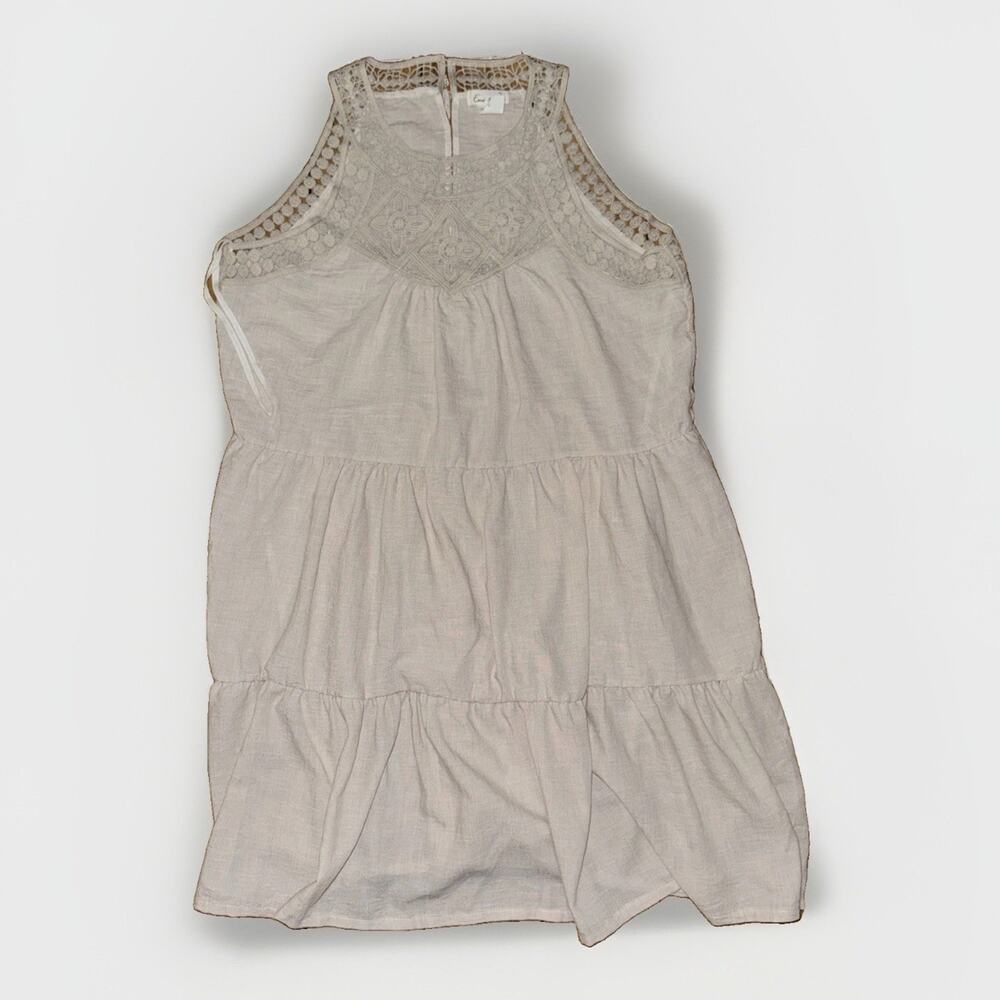 Emi & Joe Sleeveless Lace Dress Tan Large 21x38 Boho Fairy Princess